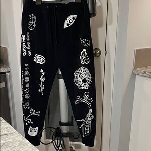 Kids Black Graphic Joggers